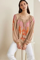 Noura Embroidered Gauze Pullover