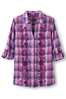 Gracie Embroidered Plaid Big Shirt