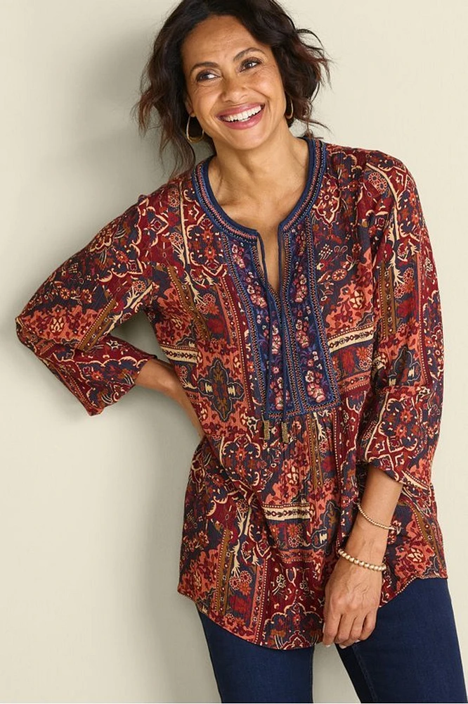 Cindra Embroidered Gauze Tunic