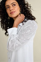 Calathea Embroidered Sleeve Shirt