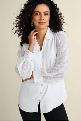 Calathea Embroidered Sleeve Shirt