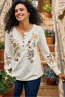 Krissy Embroidered Waffle Pullover