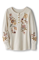 Krissy Embroidered Waffle Pullover