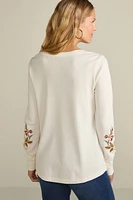 Krissy Embroidered Waffle Pullover