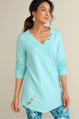 Dove Frnch Trry Asymmtcl Tunic