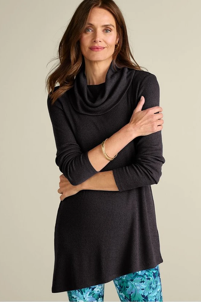 Kayla Rib Knit Cowl Neck Tunic