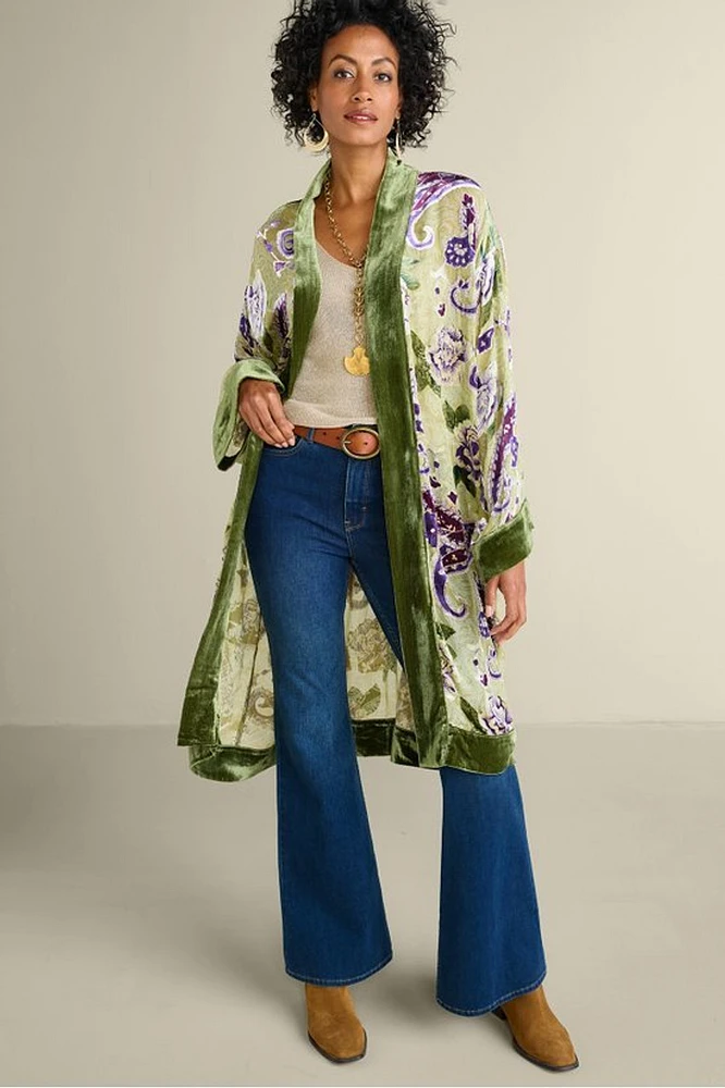 Nomi Silk Blend Velvet Kimono