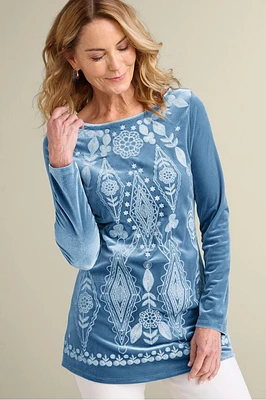 Nori Embroidered Velvet Tunic