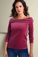 Jeanna Rosette Velvet Top