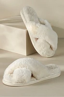 Dreama Faux Fur Cross Band Slippers