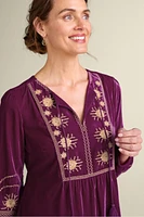 Evelyne Embroidered Velvet Tunic