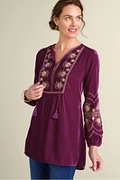 Evelyne Embroidered Velvet Tunic