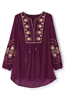 Evelyne Embroidered Velvet Tunic