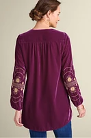 Evelyne Embroidered Velvet Tunic