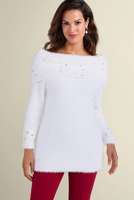 Christina Embellished Cowl Neck Sweater Tunic