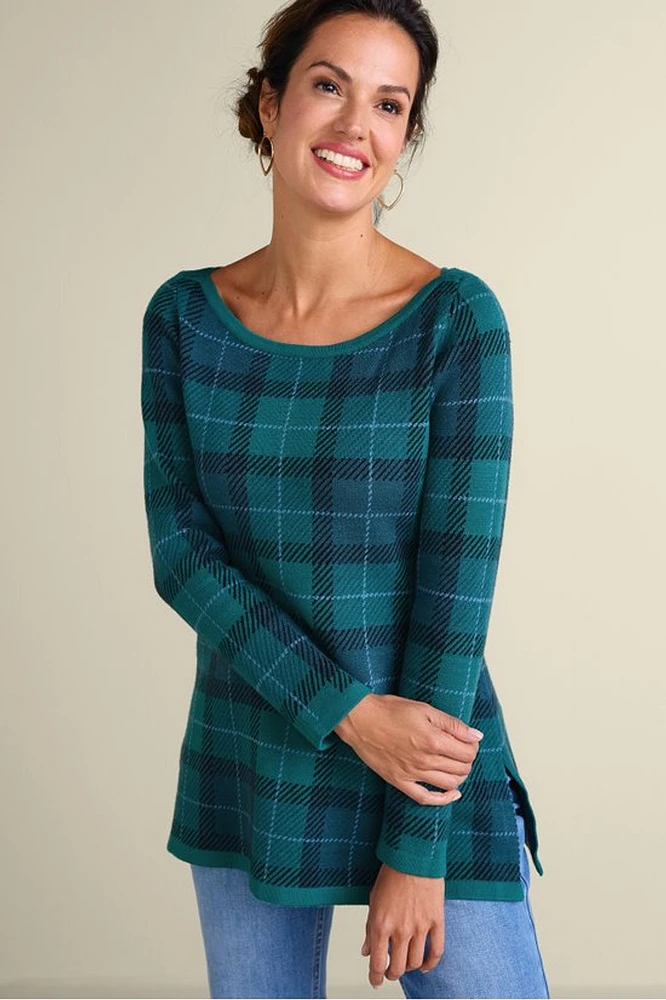 Janece Plaid Sweater Tunic