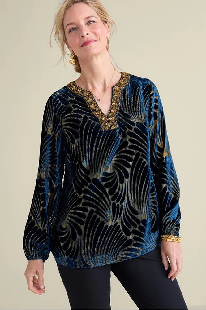 Adrienne Embroidered Velvet Tunic