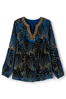 Adrienne Embroidered Velvet Tunic