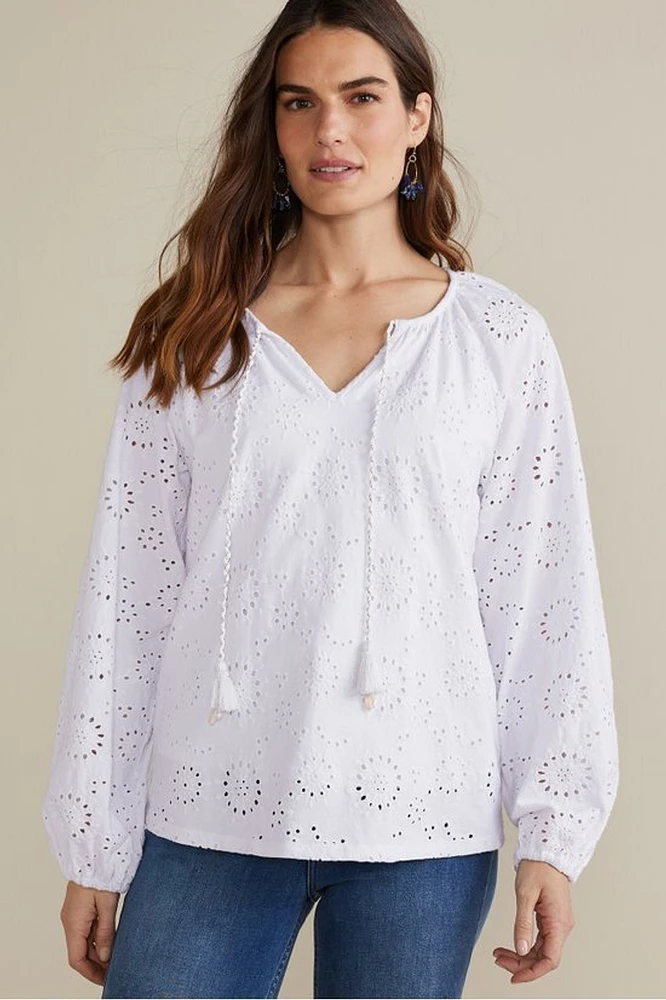 Rhiannon Eyelet Peasant Top