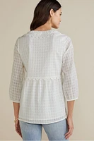 Elodie Windowpane Gauze Top