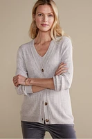 Soft Essential Ribbed Button-Front Cardi