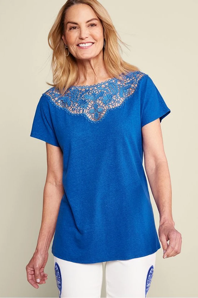 Luella Linen Blend Lace Tee