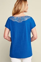 Luella Linen Blend Lace Tee