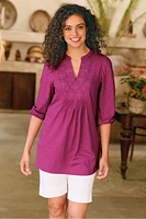 Mikaela Embroidered 3/4 Sleeve Tunic