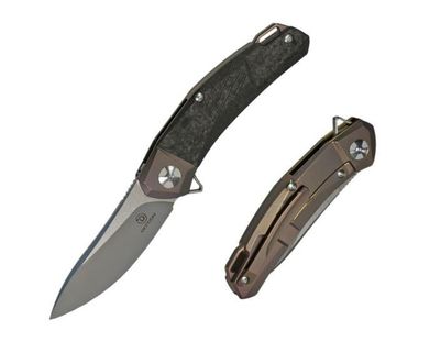 Defcon Ulu Manual Knife Frame Lock Black Bronze Carbon Fiber [3.5" Plain Stonewash] TF3217-3