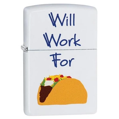 Will Work For Tacos Zippo