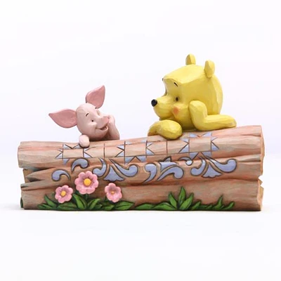 Disney Winnie The Pooh and Piglet by Log Statue Jim Shore