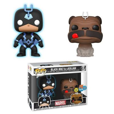 Pop! Marvel's Inhumans Black Bolt & Lockjaw Glow In Dark Vinyl Figure PX Exclusive