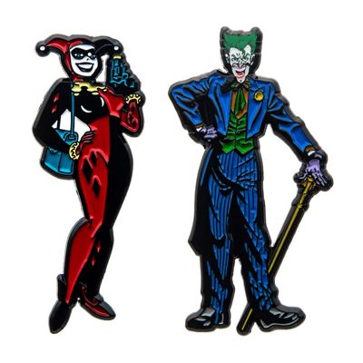 DC Comics Harley Quinn & Joker Set Of 2 Enamel Color Lapel Pin