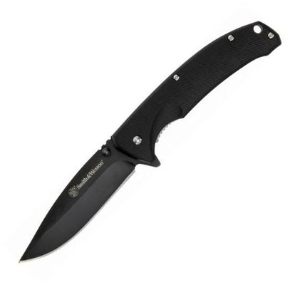 Smith & Wesson Velocite Spring Assisted Knife Liner Lock Black Polymer [3.4" Black Plain] Clip Point