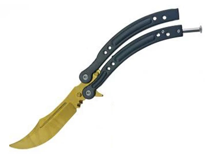 Butteryfly Training Knife Curve (Gold Tiger Strip)