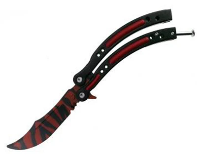 Butteryfly Training Knife Curve (Red Tiger Strip)