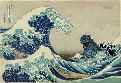 Godzilla Vs The Great Wave Movie Poster