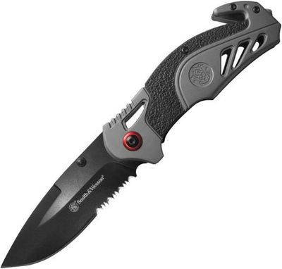 S&W Rescue Folding Knife Black Aluminum [3.25" Black 8Cr13MoV]