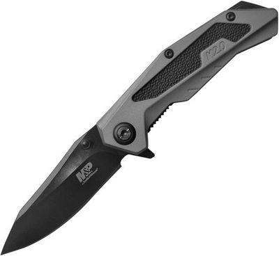 S&W M&P M.20 U.G. Spring Assisted Knife Liner Lock Gray Aluminum [3.00" Black Plain]