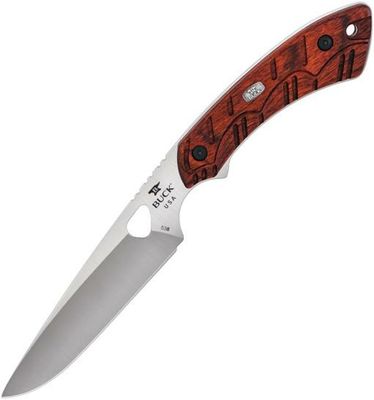 Buck Open Season Small Game Fixed Blade Knife Red Wood [ 4.25" Plain Satin ] Drop Point BU538RWS