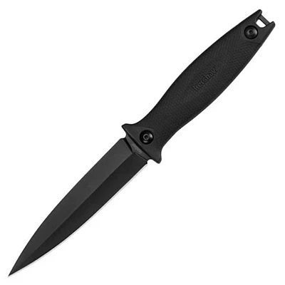 Kershaw Secret Agent Fixed Blade Knife Black GFN [ 4.30" Plain Black-oxide ] Spear Point K4007