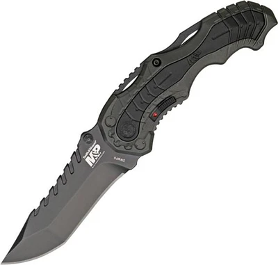 Smith & Wesson MAGIC Spring Assisted Knife Black Aluminum [ 3.40" Plain Black ] Tanto SWMP6