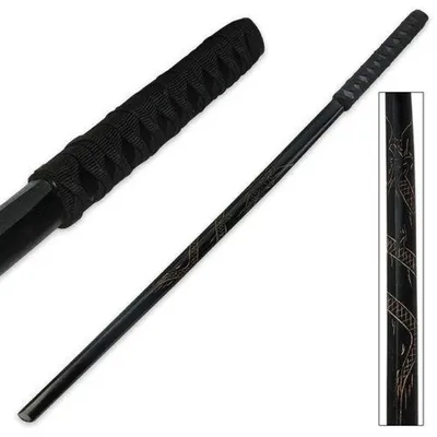 Wooden (BLACK) Dragon Carving Bokken 40"