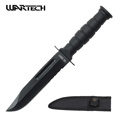 Black Drop Point Grove Hunting Fixed Blade Knife Serrated (Mini)