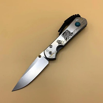 CRK Small Sebenza 31 Manual Knife (CGG Lunar Landing) [2.99" Plain Stonewash] Drop Point