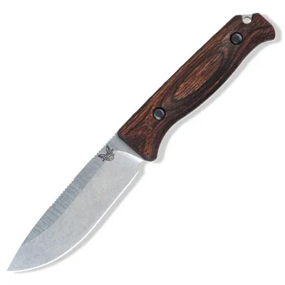 Benchmade Hunt Saddle Mountain Skinner Fixed Blade Knife Stabilized Wood [ 4.20" Satin S30V ] Drop Point 15002