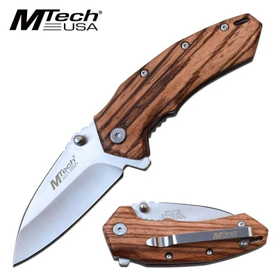 MTech USA Zebra Wood A/O Pocket Knife (2.75" 3CR13)