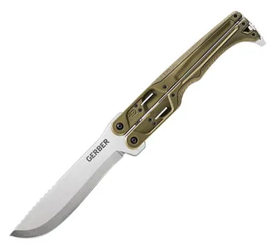 Gerber Doubledown Folding Knife Quadlock Green Polymer [6.75" Stonewash 420HC] 30-001536N