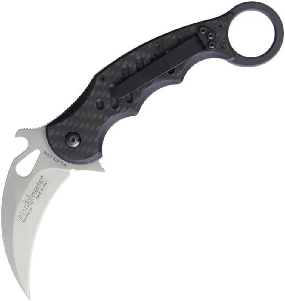 Fox Knives Karambit Manual Knife Liner Lock Black Carbon Fiber/G-10 [2.75" Plain N690] Hawkbill 479CG10SW