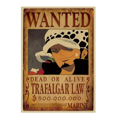 Print - One Piece Wanted Poster (TRAFALGAR LAW) 500,000,000